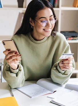 Woman using a credit card