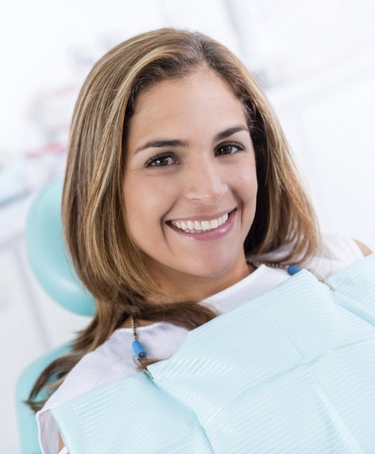 Woman smiling in dental chair at San Jose dental office