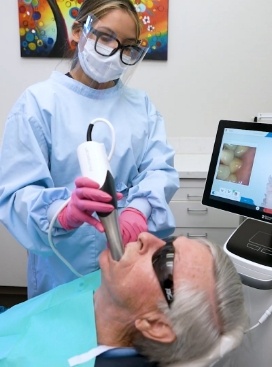 Dental patient having digital scans taken of their teeth