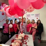 Dental team at Valentines Day themed party