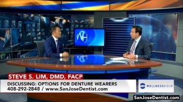 Doctor Lim on the news with the caption Discussing Options for Denture Wearers